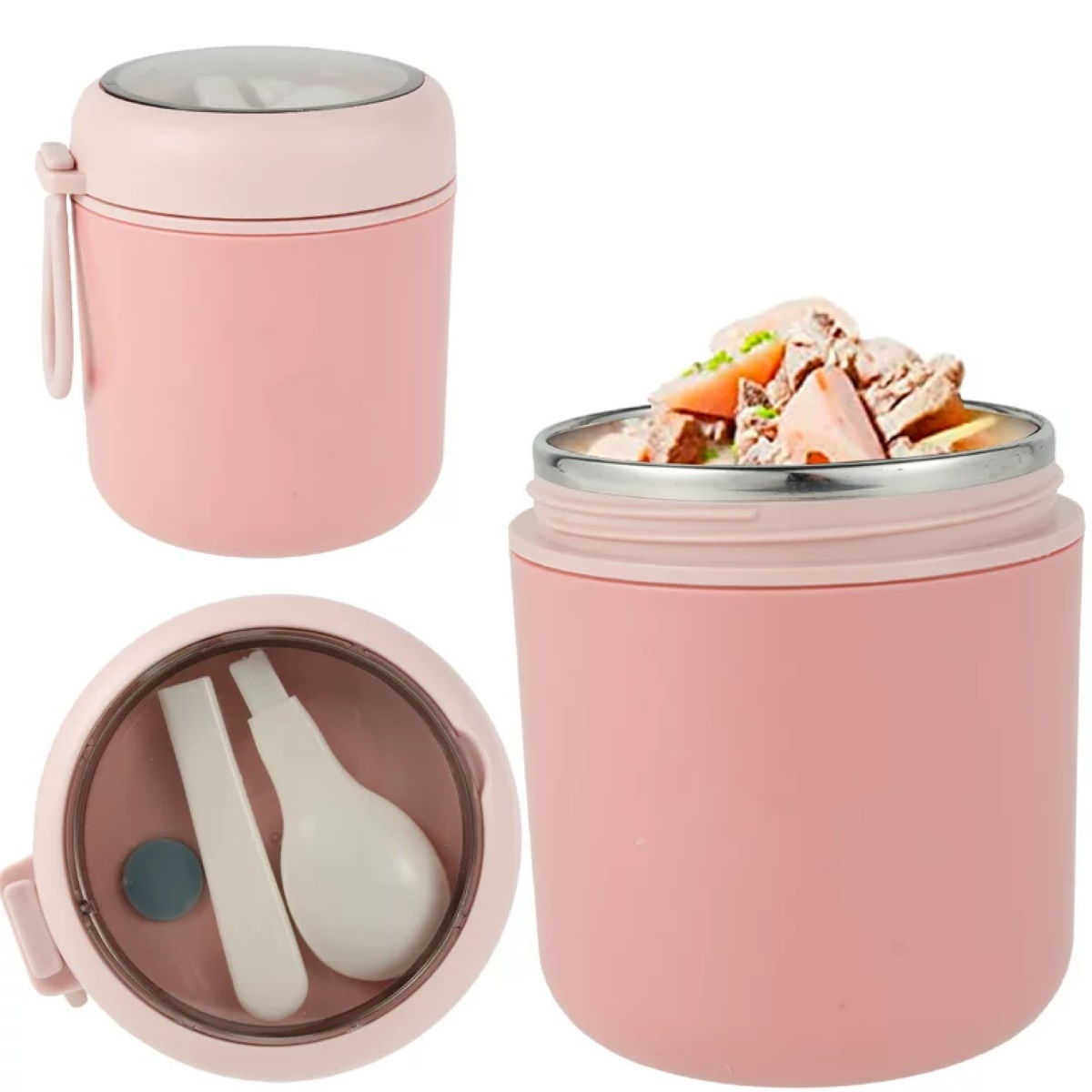 Round Vacuum Insulated Food Jar Soup Lunch Box for Kid Adult
