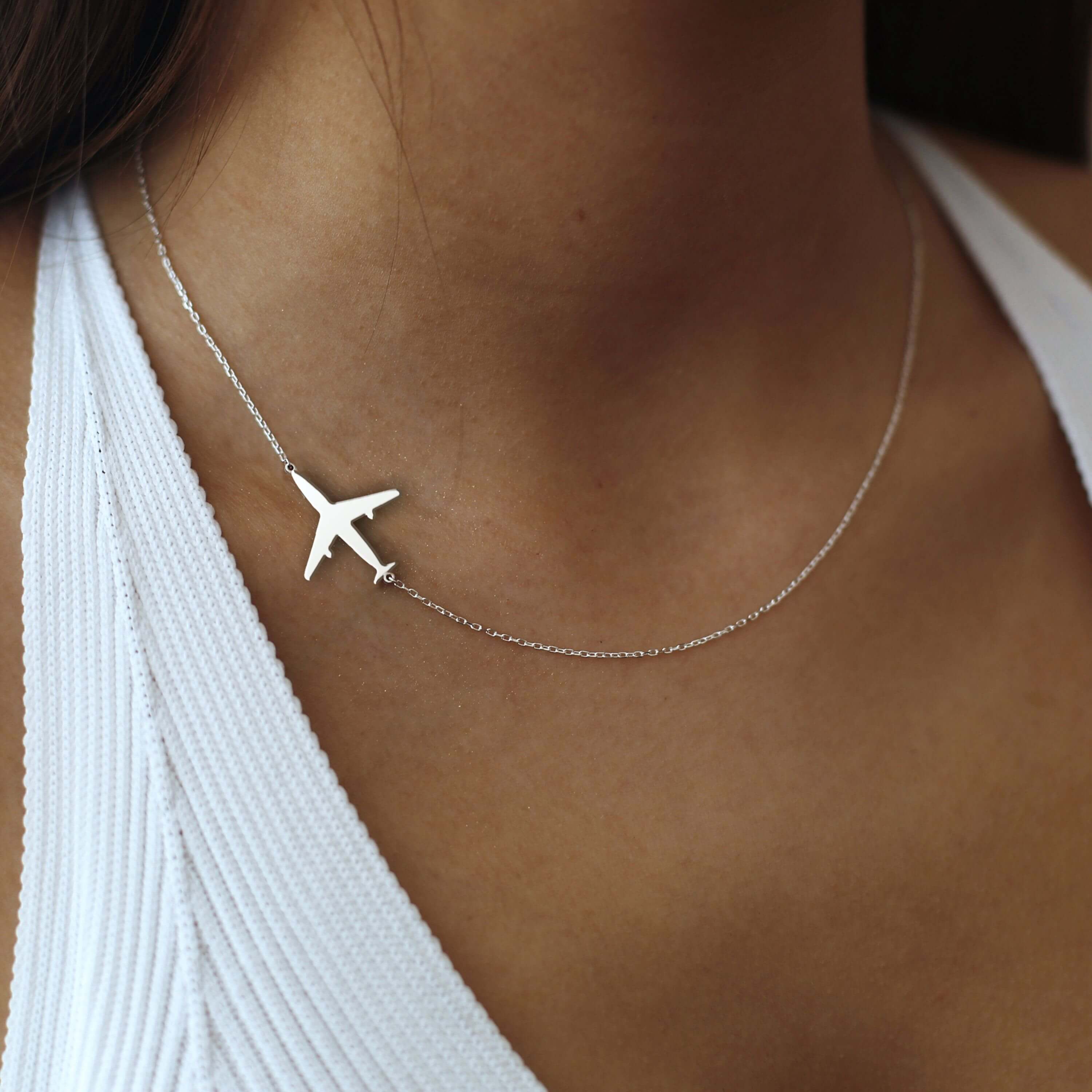 Travel Inspired Golden or Silver Airplane Wanderlust Necklace