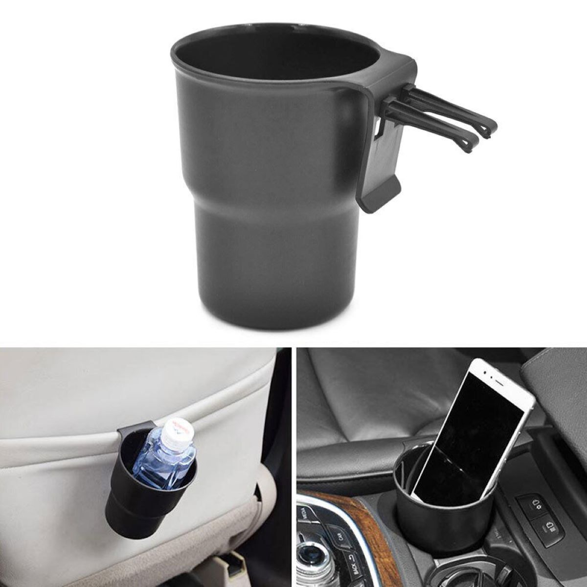  IOKONE Coin Side Pocket Console Side Pocket Leather Cover Car  Cup Holder Auto Front Seat Organizer Cell Mobile Phone Holder (Black) :  Automotive
