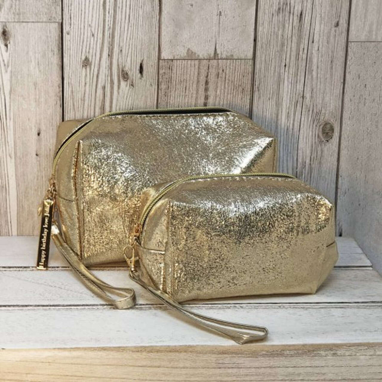 gold travel cosmetic bag