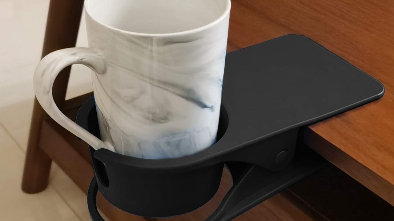Desk Cup Holder With Headphone Hanger For Desk In Home, Anti-spill Cup  Holder For Desk, Table Cup Holder For Water Bottles, Wheelchairs,  Workstations