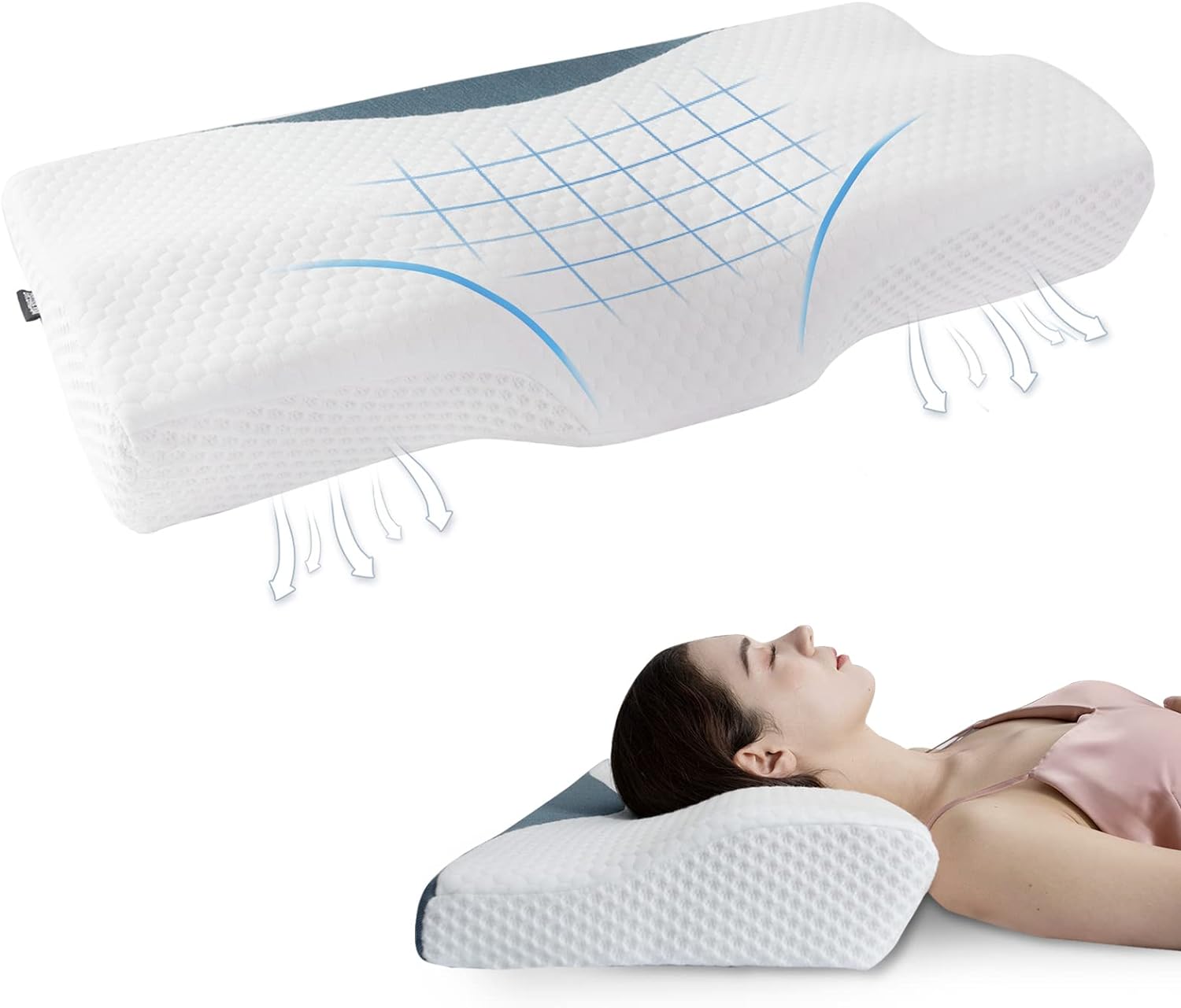 Osteo Cervical Pillow for Neck Pain Relief, Hollow Design Odorless Memory  Foam Pillows with Cooling Case, Adjustable Orthopedic Bed Pillow for  Sleeping, Contour Support for Side Back Stomach Sleepers  Queen(25.5*16.5*5.2/4.