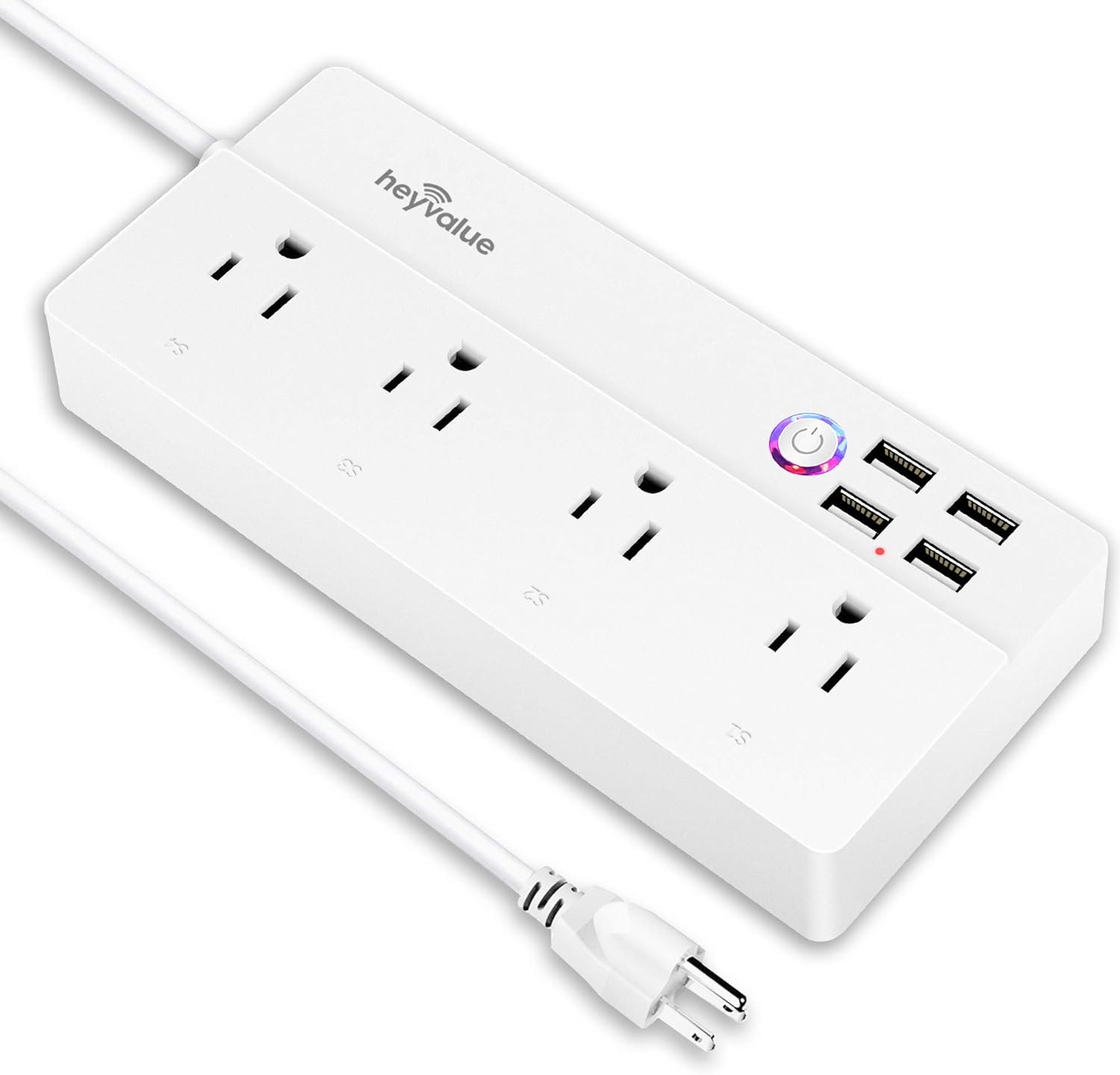 Syantek Remote Control Power Strip with 3 USB Ports, 3 RF Controlled  Outlets, 5 FT/1.5 Meter Long Extension Cord, White Power Strip, 10A/1250W  for