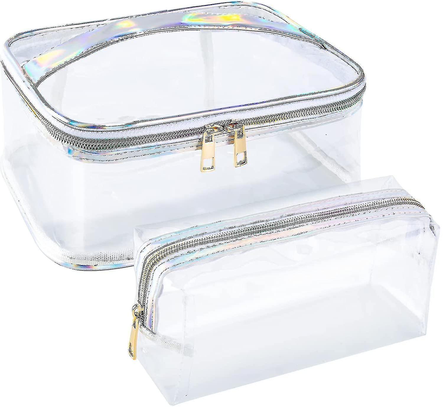 JAVOedge (3 PACK)/(5 PACK) Clear Cosmetic Makeup Zipper Bag, PVC Vinyl