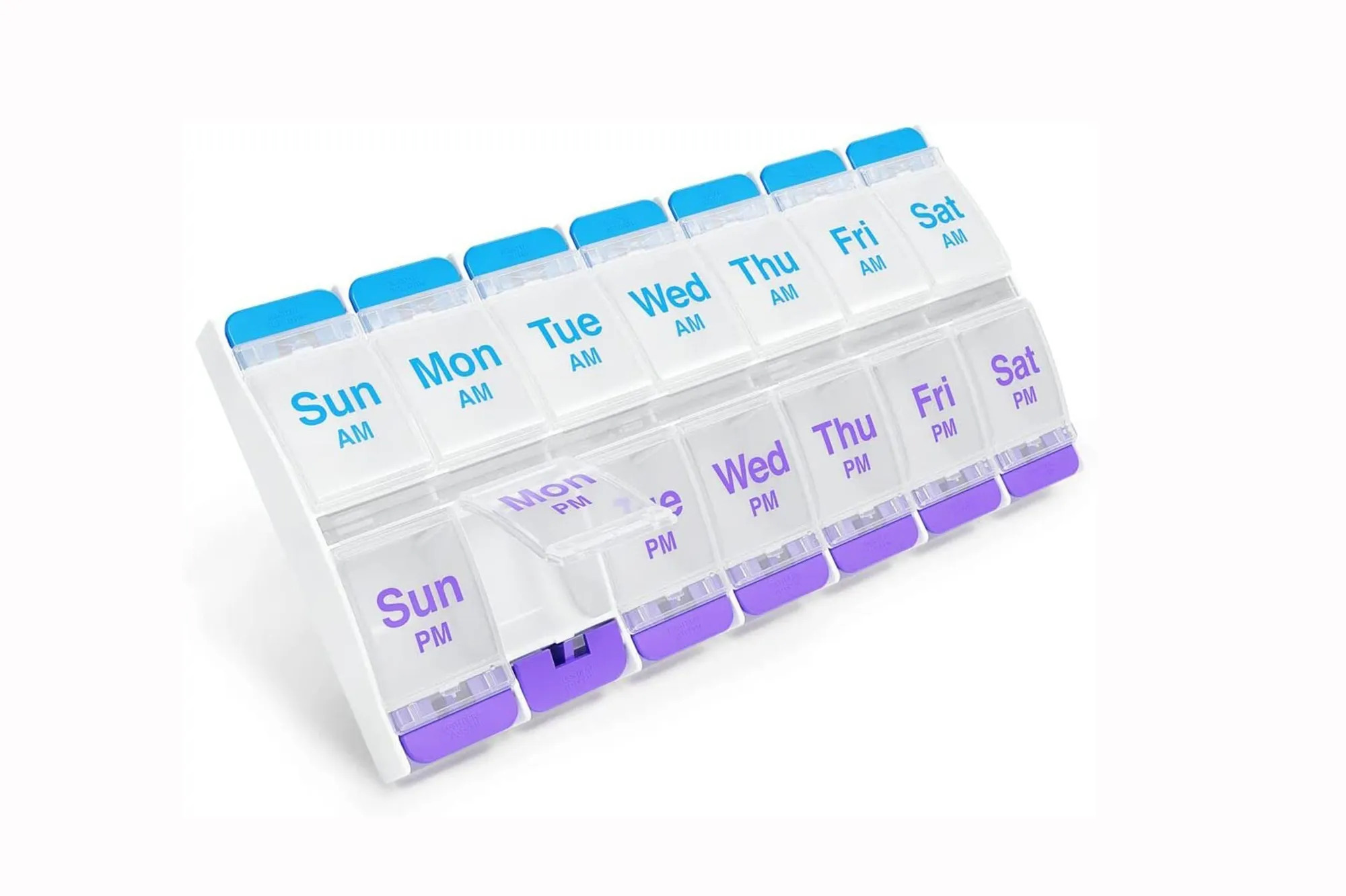 Portable Rainbow 7-Day Pill Organizer with Pop-up Buttons, Travel