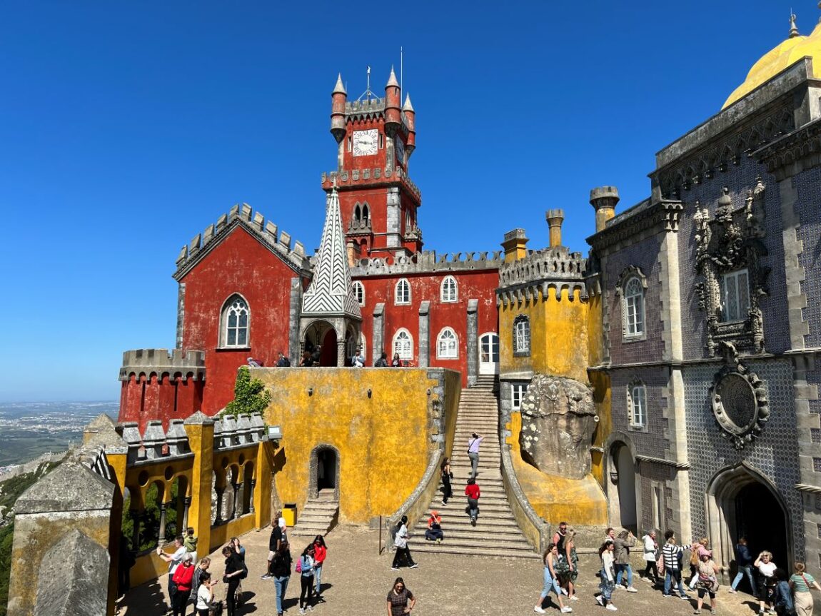 In Sintra, Portugal, Pena Palace shows a kaleidoscope of colors