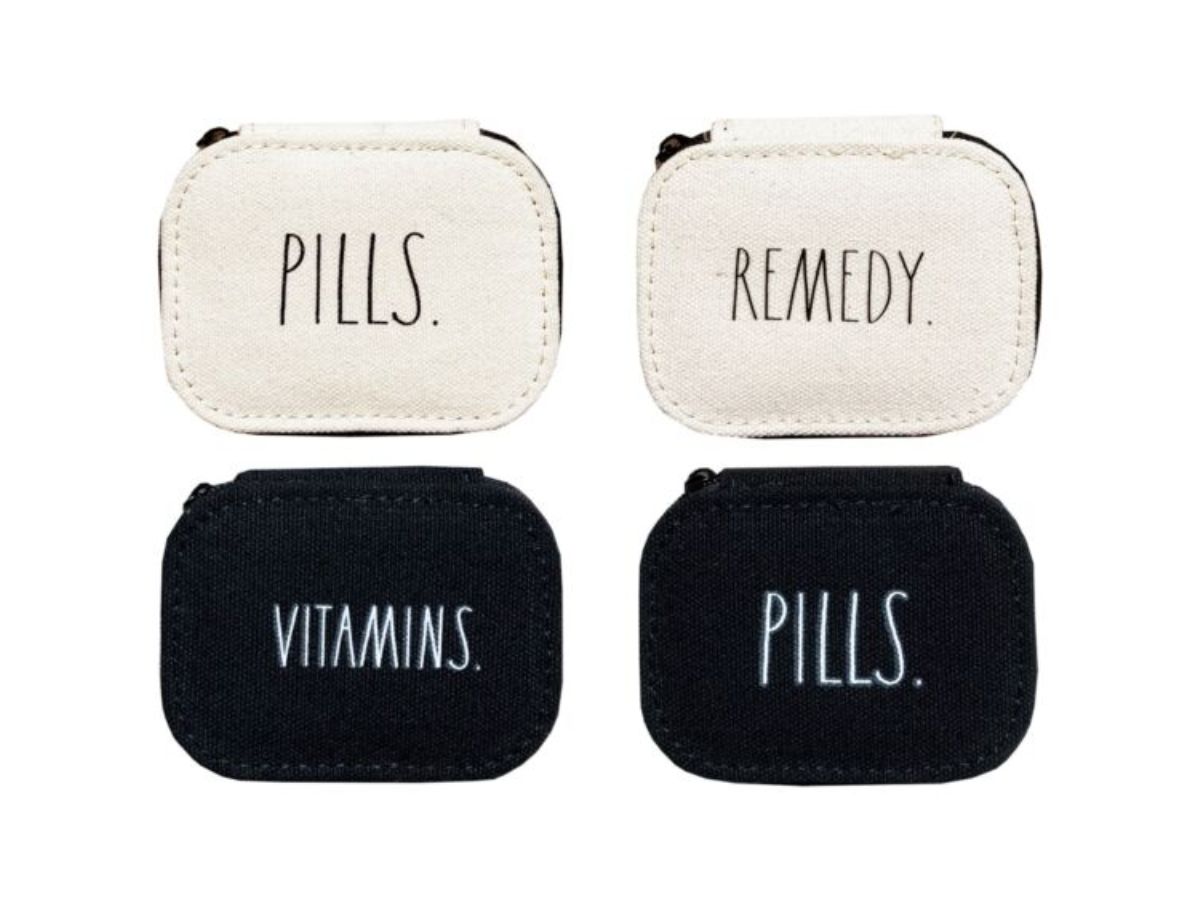 AUVON Canvas Bag XL Weekly Pill Organizer 2 Times a Day, Travel Pill Box 7  Day with One-Side Large Opening, AM PM Pill Case with Portable Cloth Bag