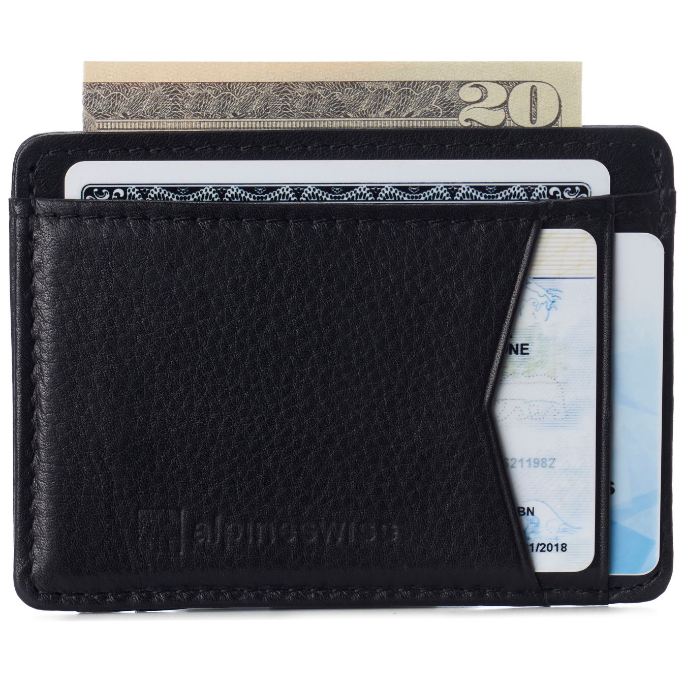 Bifold Wallet (Black) Leather Wallet with Card Slots & Bill Compartment | Leather Wallet with Card Slots & ID Window | Italian Stained & Tanned