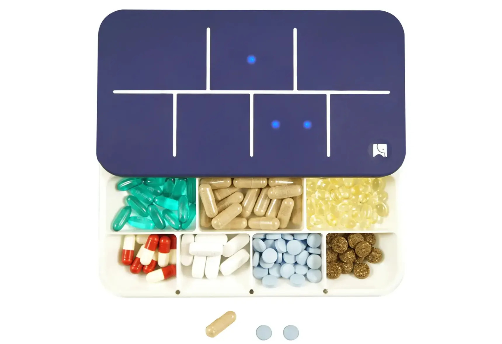 Sagely Smart Extra Large Pill Organizer - Sleek XL 7 Day AM/PM Pill Box  with Free Reminder App