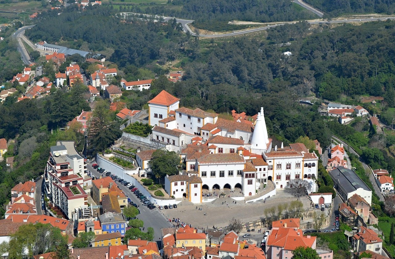 Aerial view of Sintra and the Palace